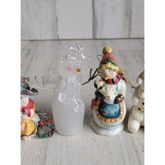 Snowman family stack variety read ornament Xmas set happy - Picture 3 of 12